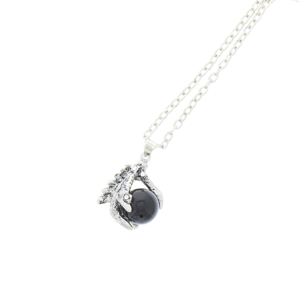Zac's Alter Ego - Claw with Black Ball Necklace - Silver coloured